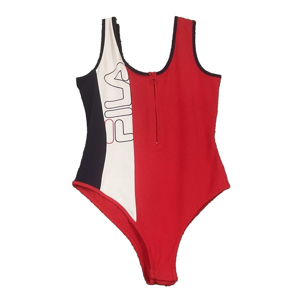 NWT FILA Women's Viviana Bodysuit Red Snap Bottom Size XS